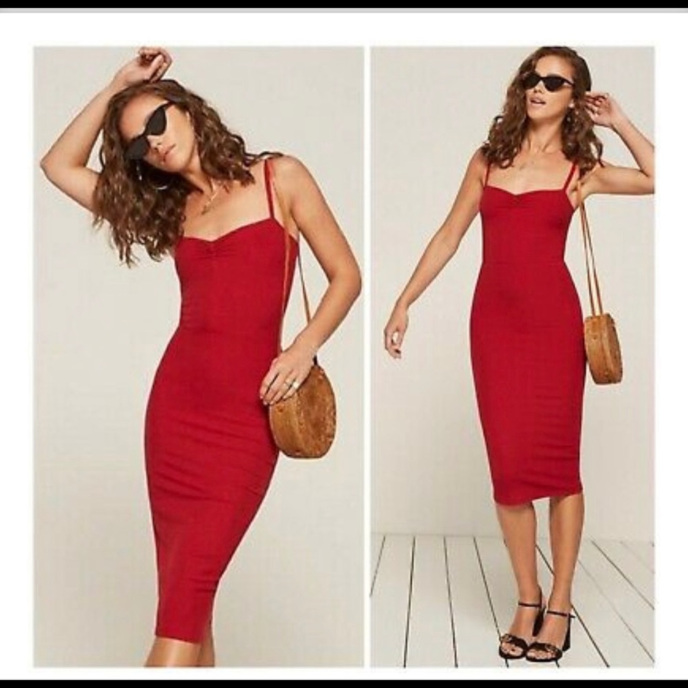 Reformation Mena dress cherry red